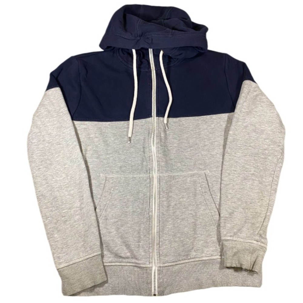 Divided H&M Jacket Men’s Medium Full Zip Hooded Gray Blue Color Block Y2K Soft